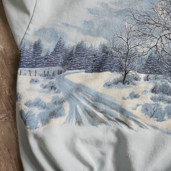 Vtg 80s 90s All Over Print Winter Wonderland Nature Sweatshirt Art Graphic XL - Picture 12 of 14